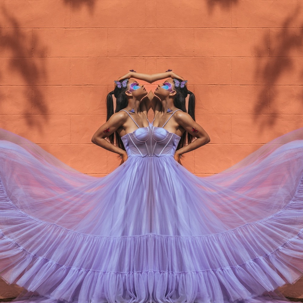 Purple tulle gown